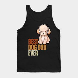 Vintage Best Dog Dad Ever Funny Puppy Poodle Dog Lover Tank Top